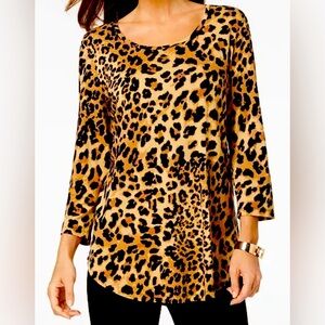 JM Collection Scoop Neckline and 3/4-sleeves, Leopard Print SOFT Tunic, Size 2X